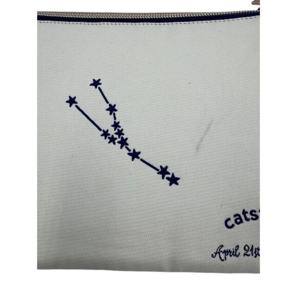 Taurus Zodiac Embroidered Canvas Pouch by Catstudio 8"Wx5.5"H - Picture 4 of 5
